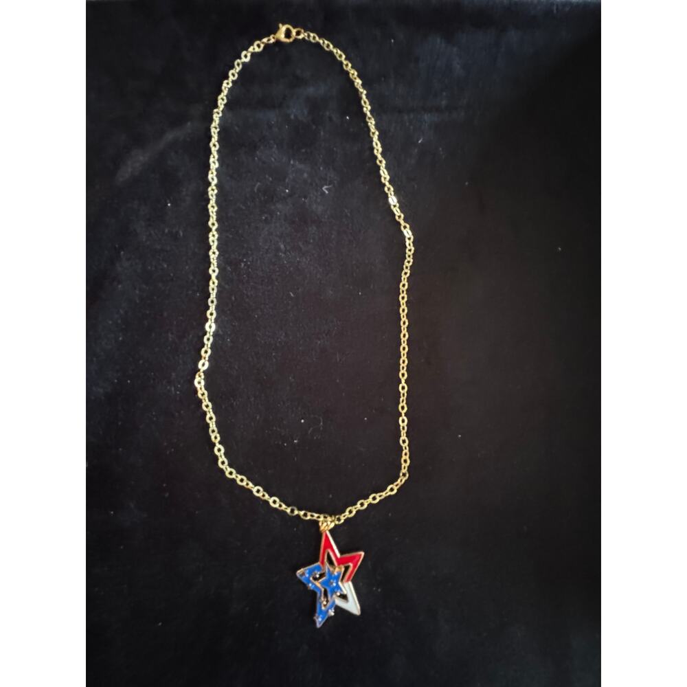 Americana Star Necklace Red White Blue Patriotic 20 inches N273 - Picture 2 of 3